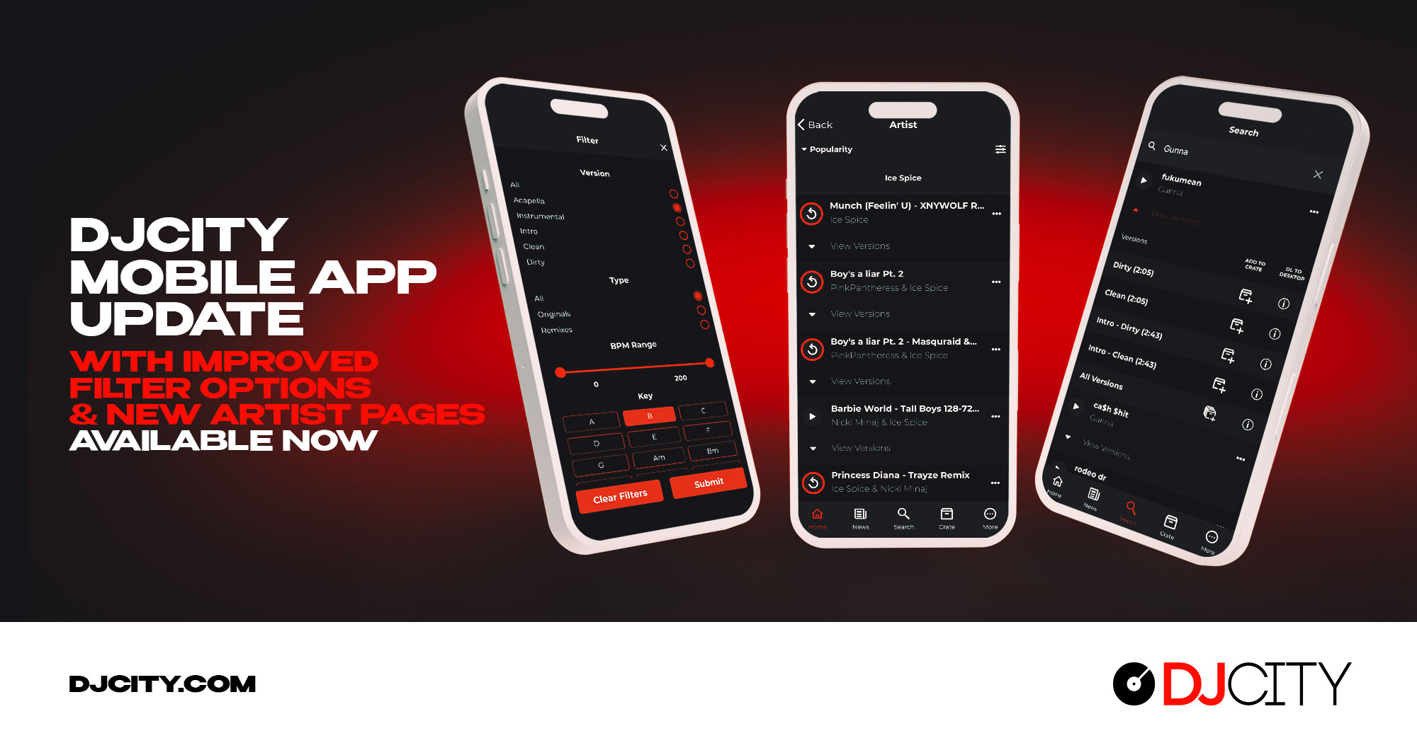 DJcity Mobile App Update With Improved Filter Options and New Artist Pages Available Now